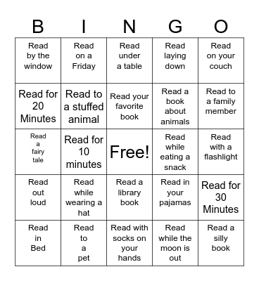 Kids Winter Reading Challenge Bingo Card