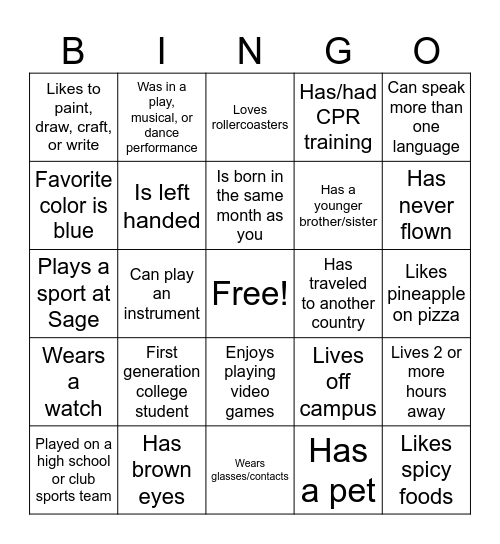 HSC 204: Get To Know Each Other Bingo Card