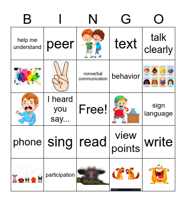 Communication Bingo Card