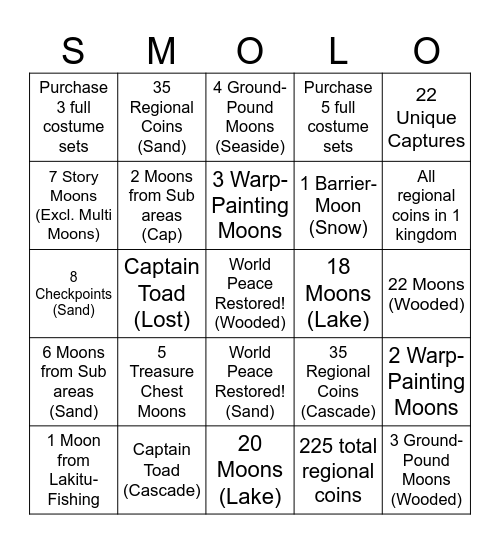 SMO Bingo Card