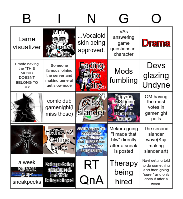 URT Bingo Card