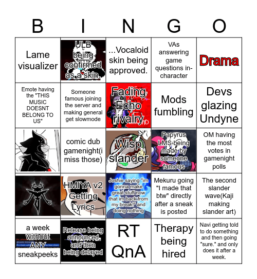 URT Bingo Card