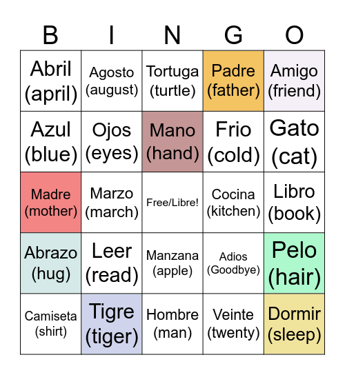 Bingo en Espanol Bingo Card