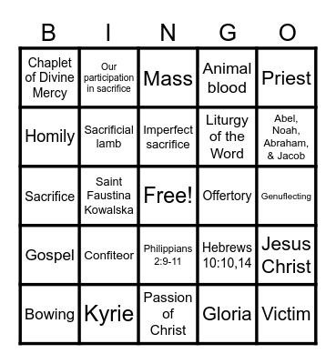 PREP Bingo: The Perfect Sacrifice Bingo Card