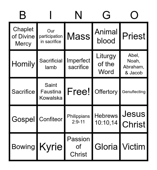 PREP Bingo: The Perfect Sacrifice Bingo Card