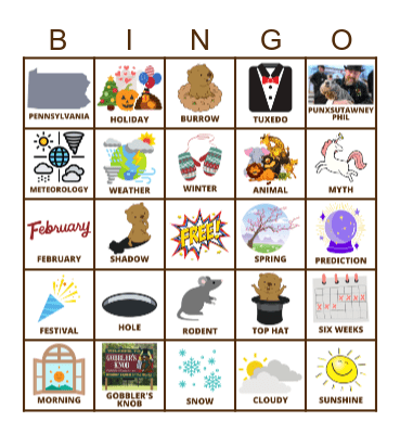 Groundhog Day Bingo Card