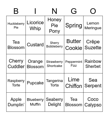 Strawberry Shortcake Bingo Card