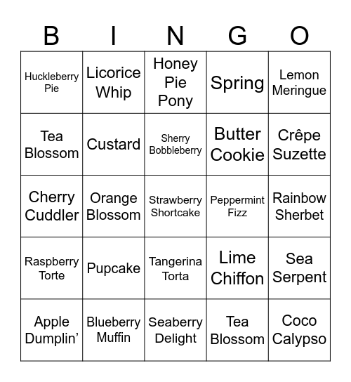 Strawberry Shortcake Bingo Card