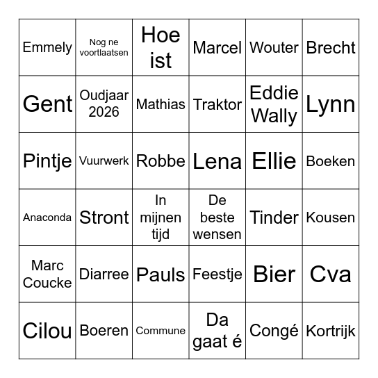 Commune Bingo Card