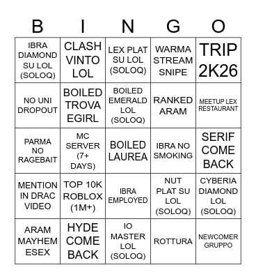 PREDICTIONS 2K26 Bingo Card