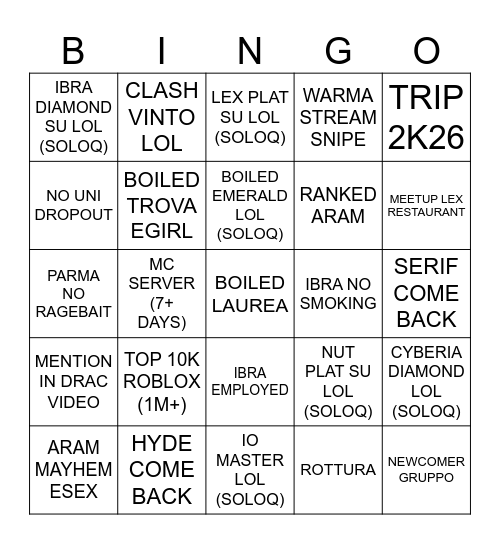 PREDICTIONS 2K26 Bingo Card