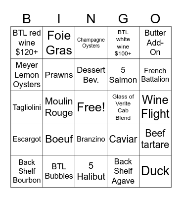 La Fête Bingo Card