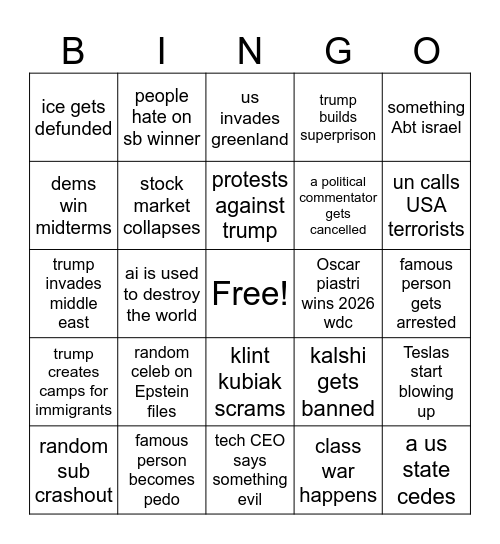 2026 BINGO Card