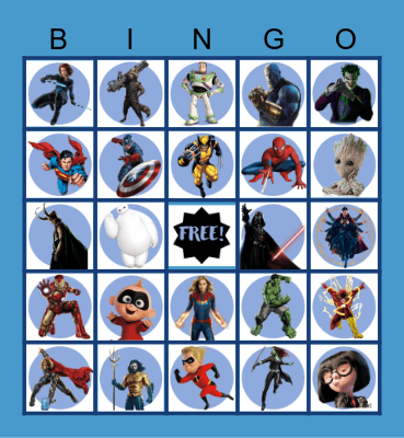 Superheroes Bingo Card