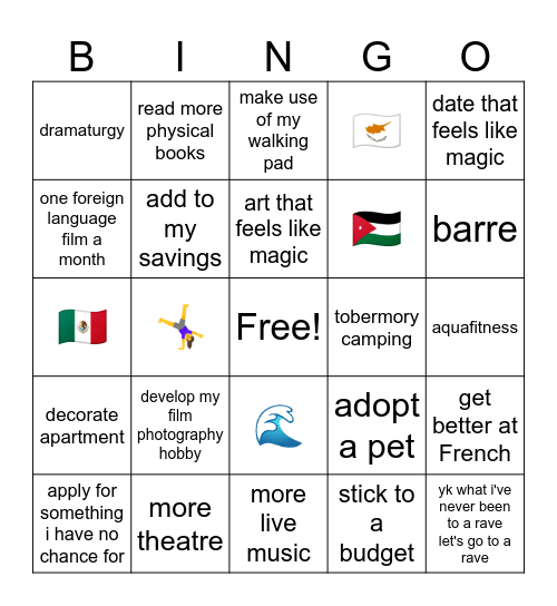 2026 Bingo Card