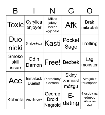 Valorant Bingo Card