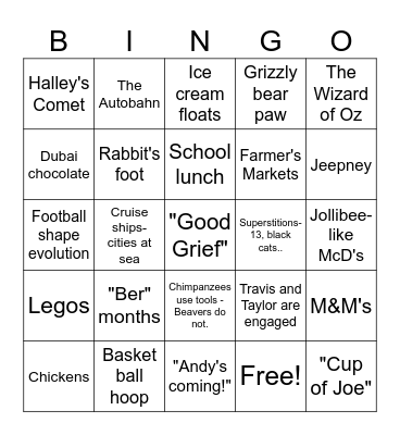 Fun Facts Bingo Card