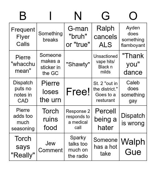C-Shift Bingo Card