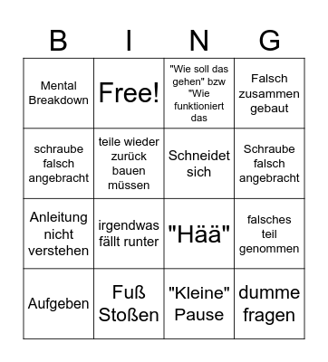 Tisch aufbauen Bingo Card