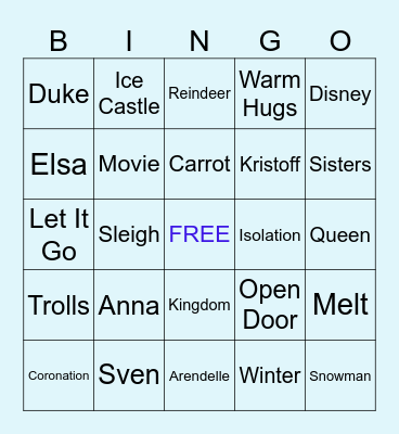 FROZEN Bingo Card