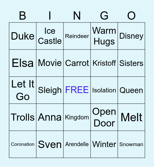 FROZEN Bingo Card
