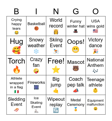 Winter Olympics 2026 Bingo Card