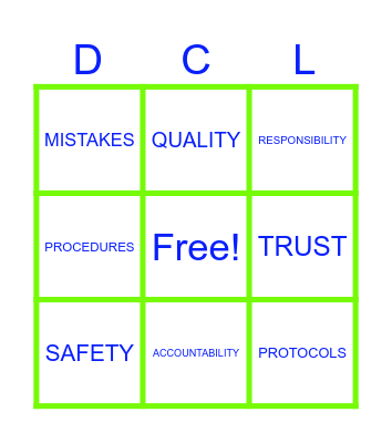 Accountability Bingo Card