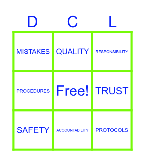 Accountability Bingo Card