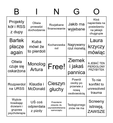 URSS Bingo Card