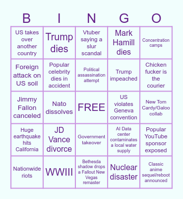 2026 Bingo Card