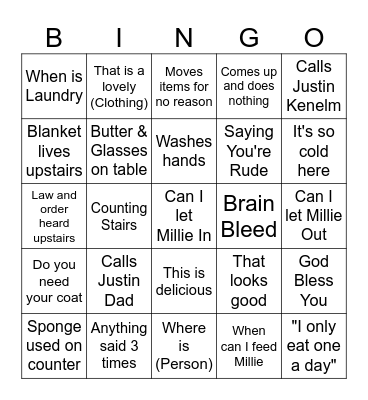 Grandma Bingo #1 Bingo Card