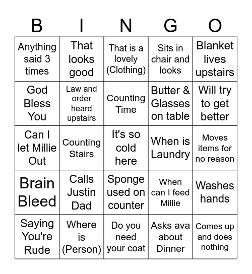 Grandma bingo #2 Bingo Card
