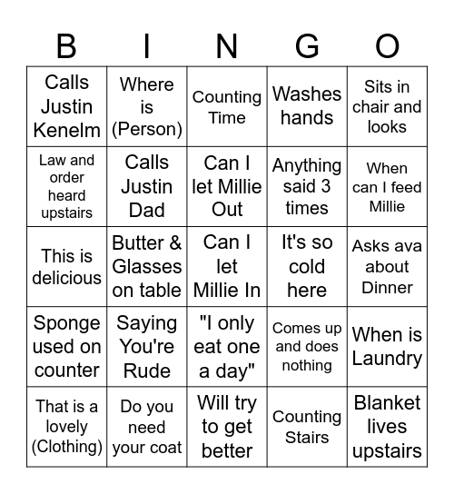 Grandma bingo #2 Bingo Card
