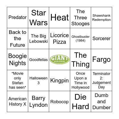 Packaging Bay Bingo Card