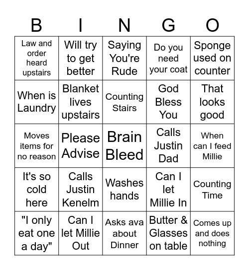 Grandma Bingo #1 Bingo Card