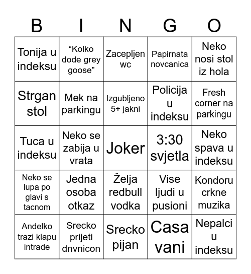 23.1.2026. Bingo Card