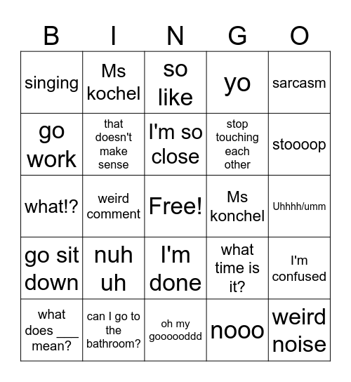 Geography class bingo Card