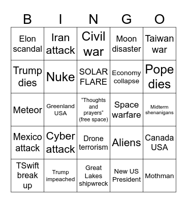 2026 Clown World Bingo Card
