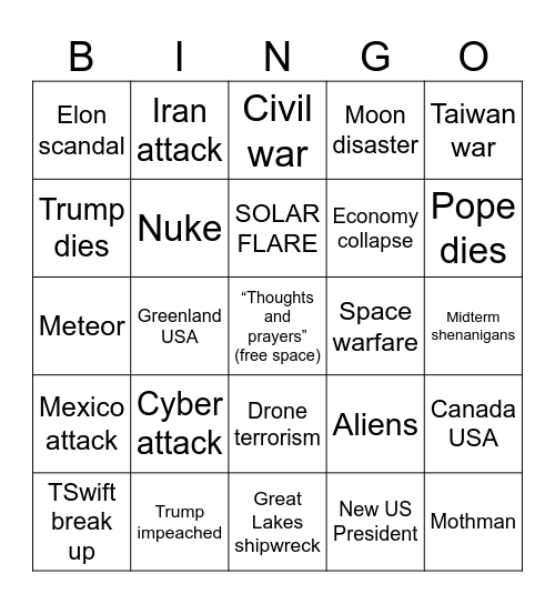 2026 Clown World Bingo Card