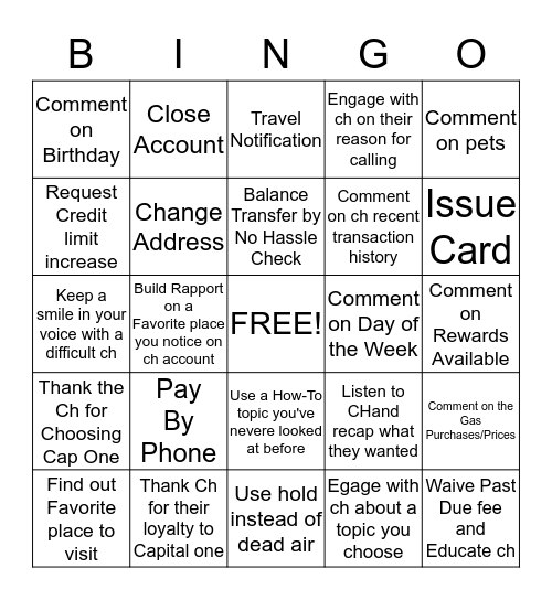 TUCKER BINGO Card