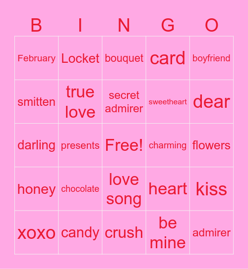 Valentine's Day Bingo Card