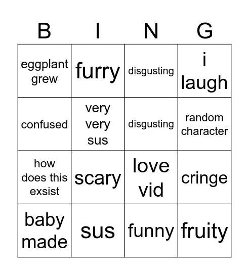 VERY SUS 99 NIGHTS BINGO Card