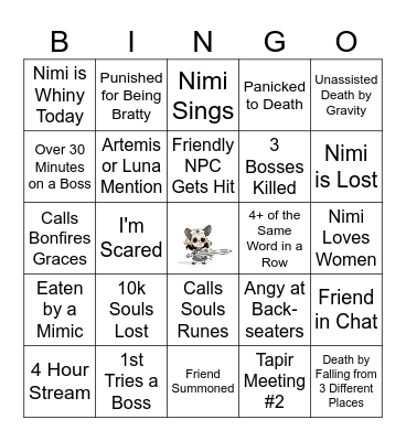Nimi Souls Bingo Card