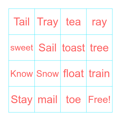 Vowel Team Bingo Card