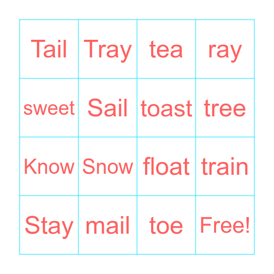 Vowel Team Bingo Card