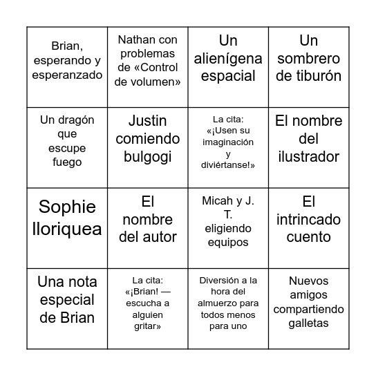 El niño invisible Bingo Card
