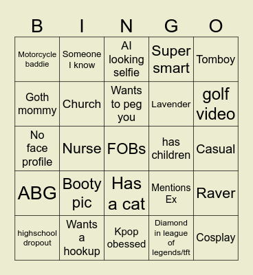Hinge Bingo Card