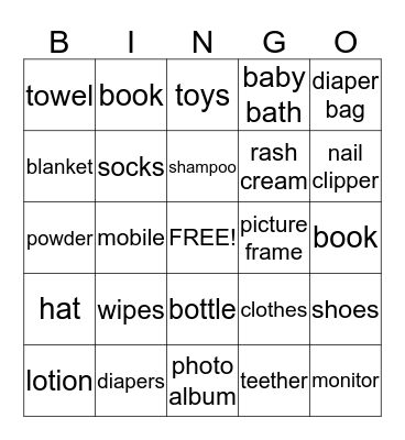 Tiffany's Baby Shower Bingo! Bingo Card