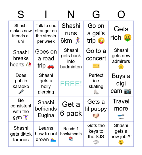 Singo Bingo Card