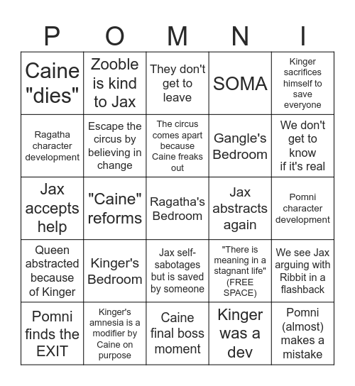 bingo for tadc ep 8+9 Bingo Card